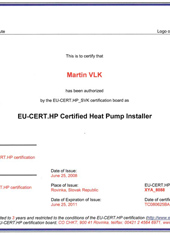 Certifikát - chlazení, tepelná čerpadla, klimatizace, výčepní zařízení, daikin, altherma